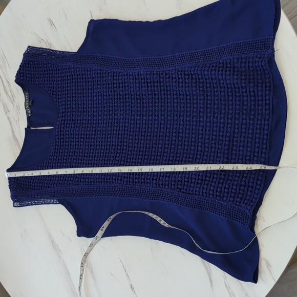 BRIXON IVY Cobalt Blue Crochet Overlay Blouse Size Medium - Picture 11 of 12